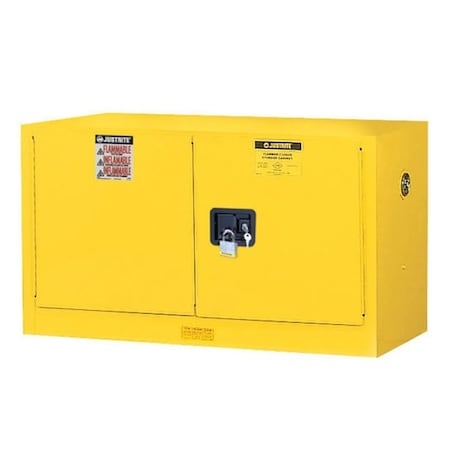 Justrite 17 gal, 1 Shelves, 18-Gauge Steel, 43 in W x 24 in H x 18 in D, Yellow 8917008